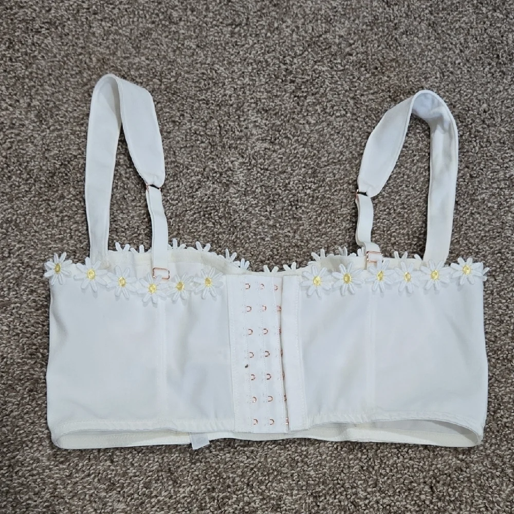 Out From Under Gillian Daisy Applique Corset Bra Top Size Small - Picture 5 of 6
